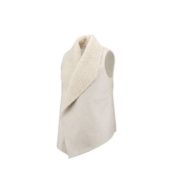 NEW WITH TAGS CHELSEA & THEODORE FAUX FUR SWEATER VEST IN OYSTER - Picture 1 of 10